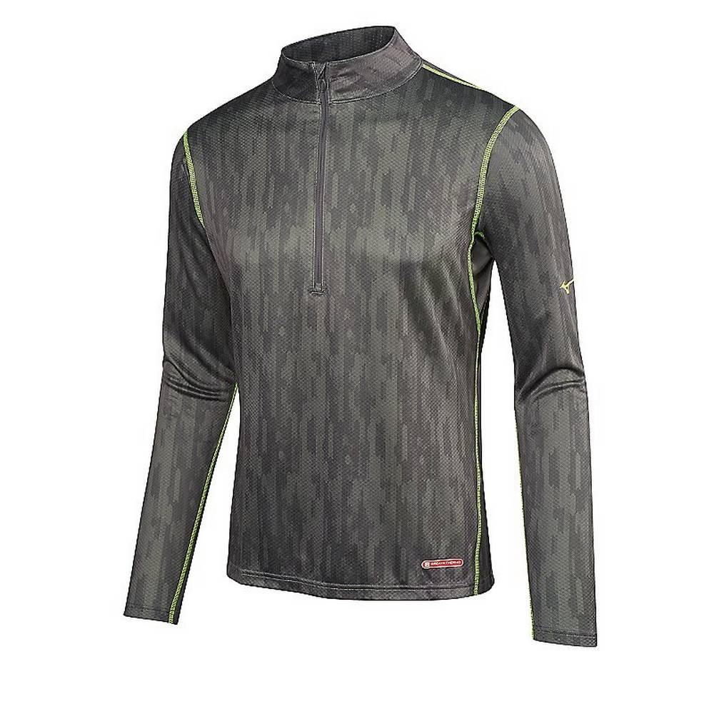 Mizuno Breath Thermo Half Zip - Erkek Base Layer - Gri/Sarı Türkiye (MFXYCZ-536)